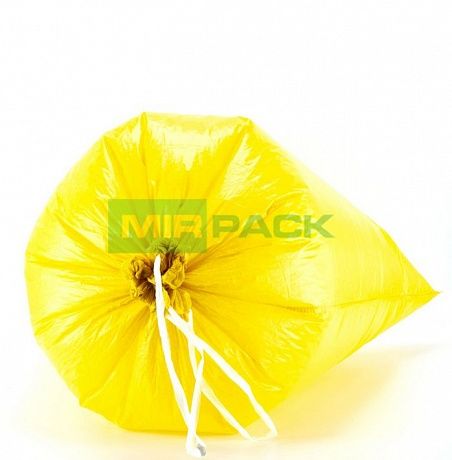 Пакеты для мусора с завязками 35 л, 15 мкм, 15 шт, ПНД, желтые, с ручками - Вид 3