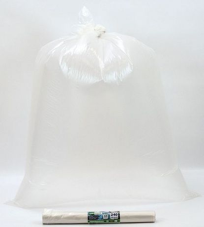 Мешки для мусора 240 литров, 35 мкм, ПВД, в рулоне 10 штук, 93х130 см, прозрачные 2 слоя, Professional - Вид 2