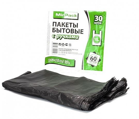 Мешки для мусора с ручками 60 литров, 30 шт. ПНД, 13 мкм - Вид 2