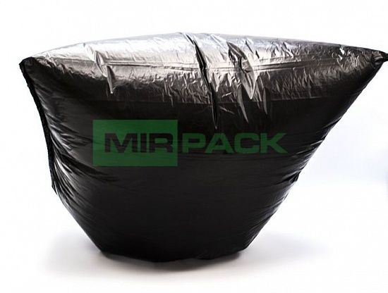 Пакеты для мусора с завязками 60 л, 15 мкм, 10 штук, ПНД, для среднетяжелого мусора прямое дно + ленты для затягивания, черные - Вид 5