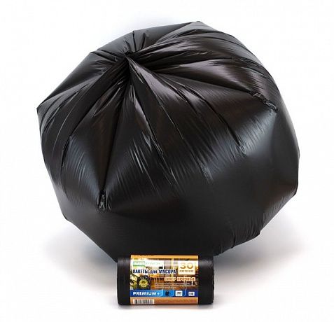 Мешки для мусора 30 л, 20 мкм, черные, ПСД, прочные (в рулоне 30 штук, 50х60 см) - Вид 3